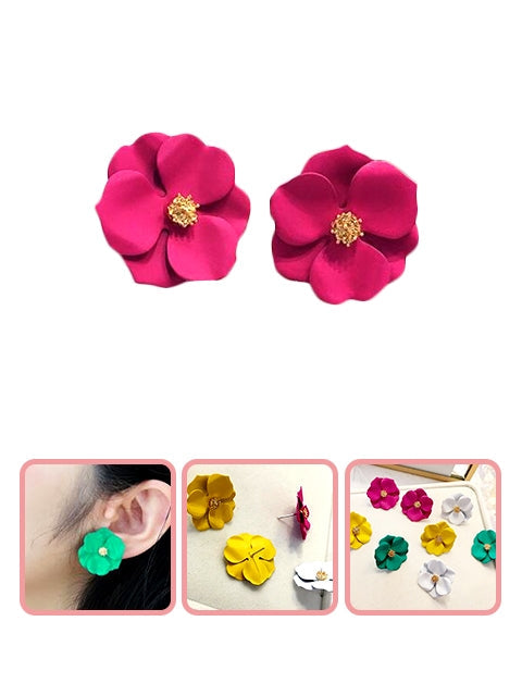 A Dozen of Flower Petal Statement Stud Earrings for Women (E6719)