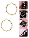 A Dozen of Gold Metal Large Hoop with Pearl Fashion Earrings (E775)