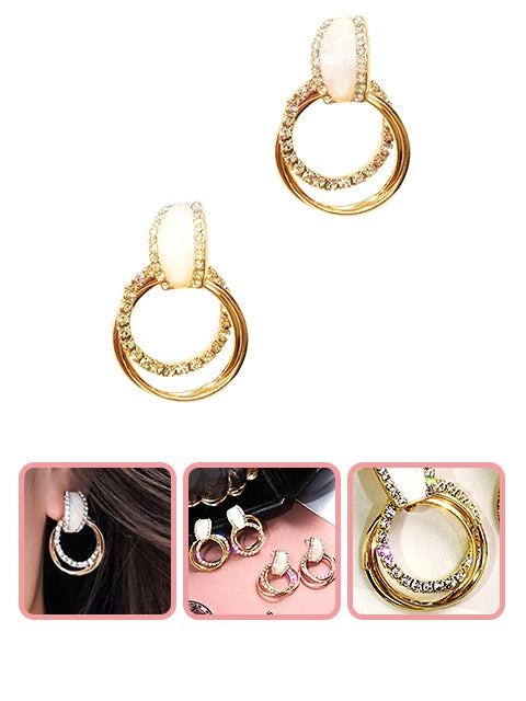 A Dozen of Twisted Earrings Round Double Circle Stud Earrings (E802)