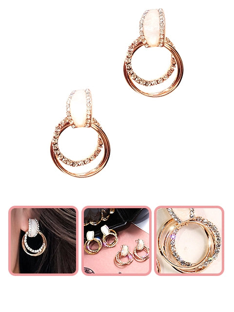 A Dozen of Twisted Earrings Round Double Circle Stud Earrings (E802)