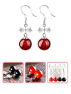 Sterling Silver Plated Sweety Bowknot With Red/Black Balls Stud Post Earrings (E83)