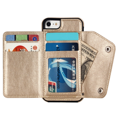 Kickstand Wallet Case with Credit Card Pockets for iPhone 8&7