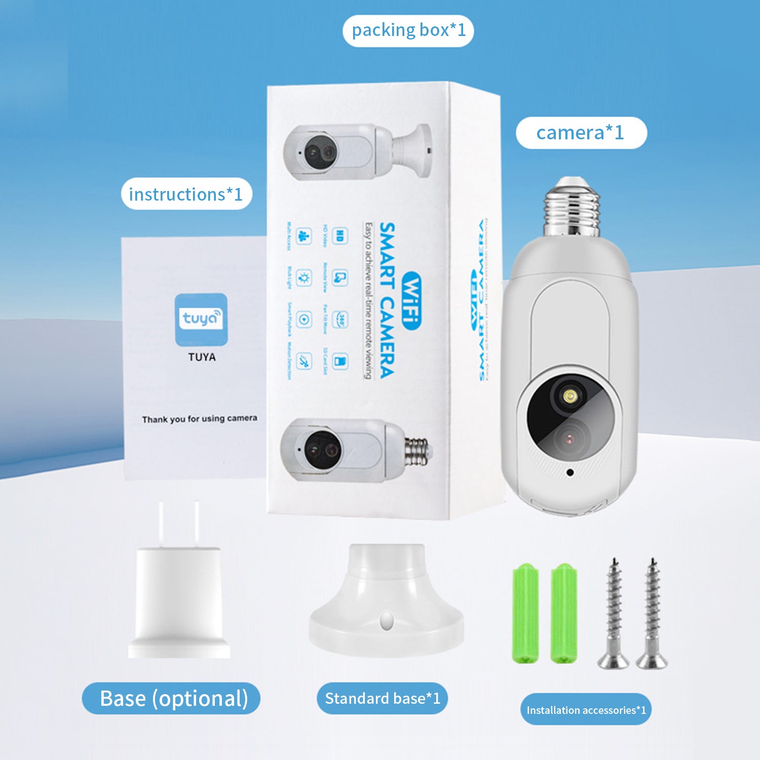 360 ° panoramic HD monitoring bulb camera-White