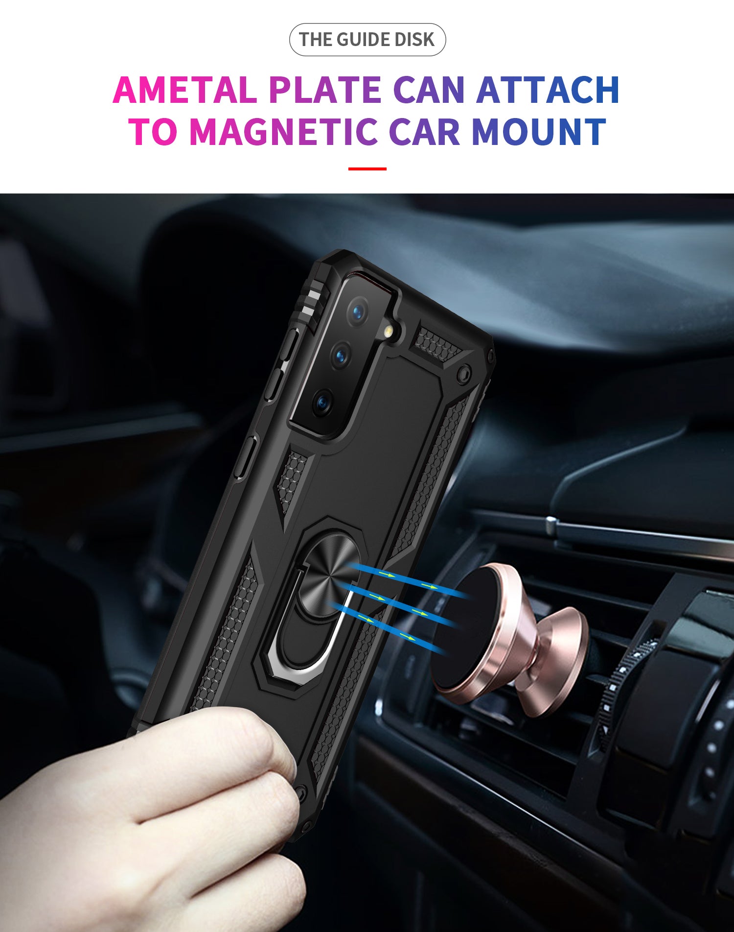 Dual Colors Ring Magnetic GPS car mount Phone Holder for Samsung Galaxy S21 Plus