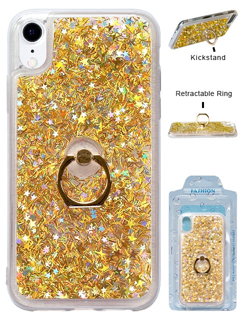 Floating Glitter Star Ring Phone Holder Case for iPhone XR