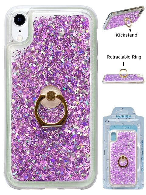 Floating Glitter Star Ring Phone Holder Case for iPhone XR