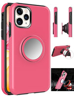 iPhone 11 Pro Hybrid Rubber Case with Coiled Circle Magnetic Kickstand GPS Holder