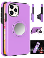 Hybrid Rubber Case with Coiled Circle Magnetic Kickstand GPS Holder for iPhone 11 Pro Max