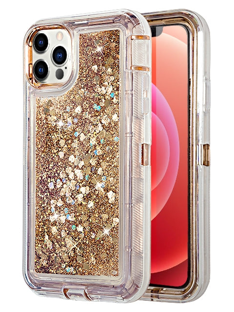 Transparent Floating Glitter Heavy Duty Case Compatible with Apple iPhone 11 Pro (5.8")