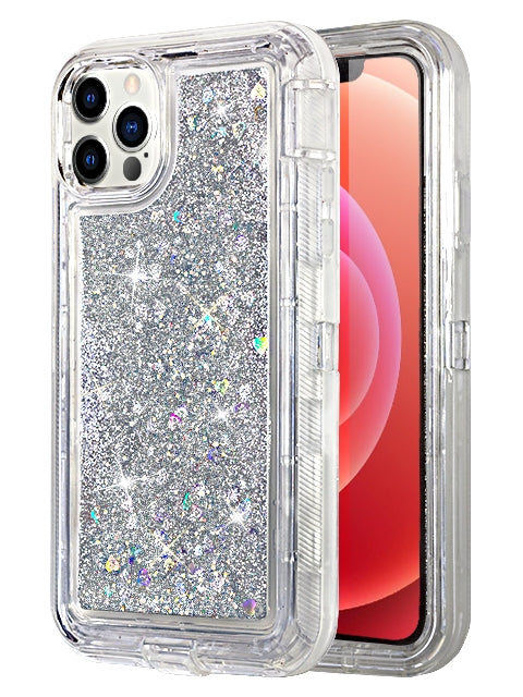 iPhone 12 Pro/12 (6.1") Transparent Floating Glitter Heavy Duty Case