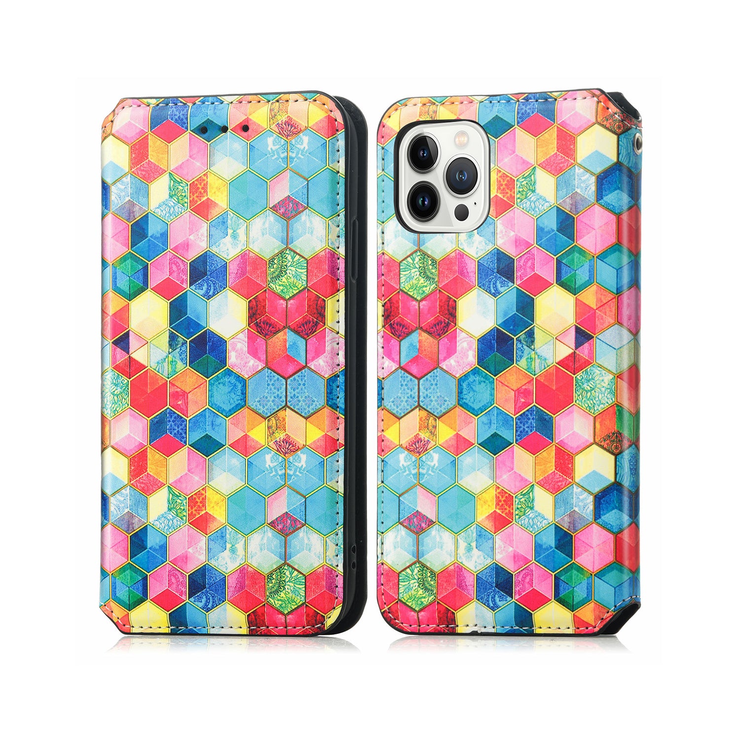 iPhone 12 Pro Max (6.7") Colorful magnetic suction fashion leather case