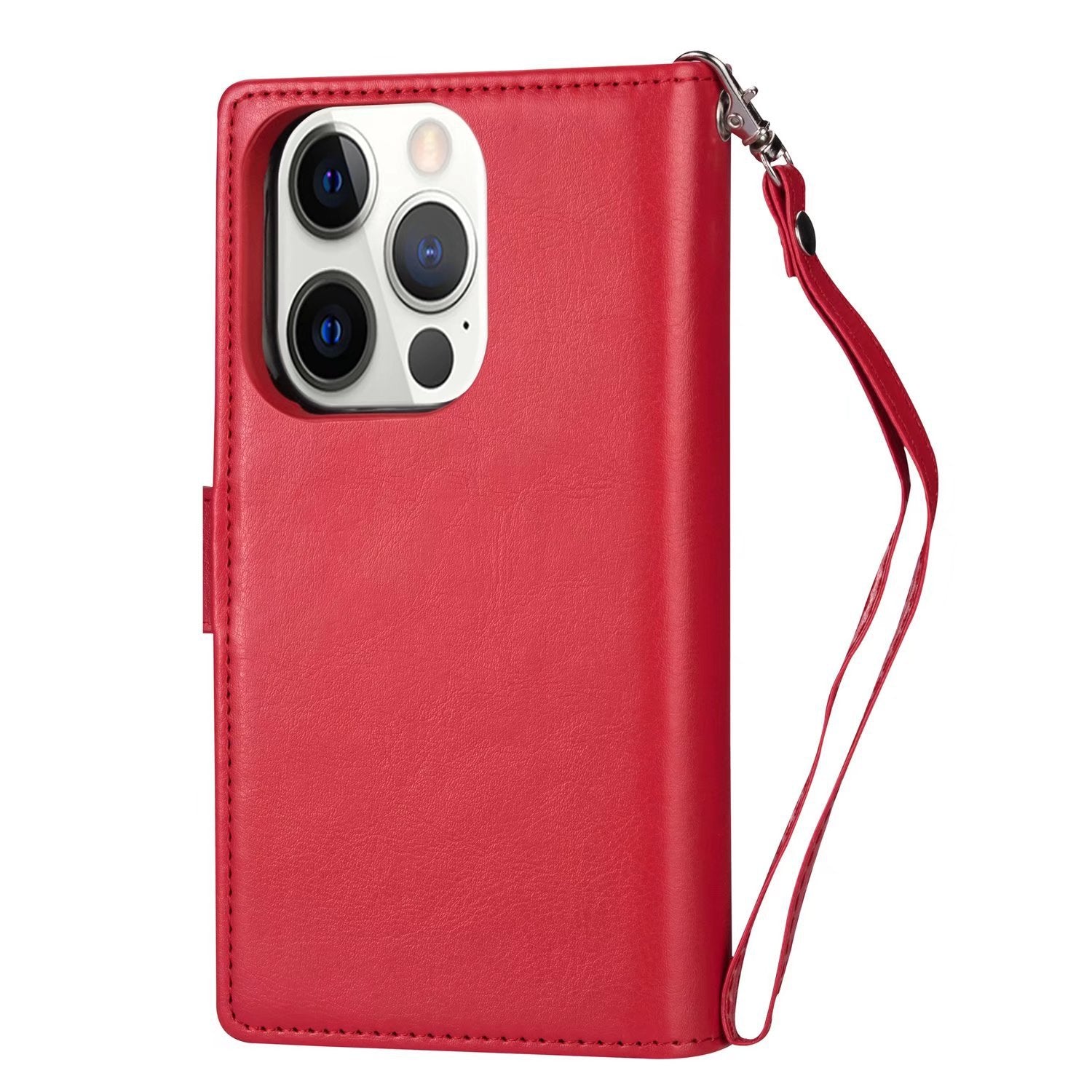 iPhone 13 Pro 2 in 1 Leather Wallet Case With 9 Credit Card Slots and Removable Back Cover 