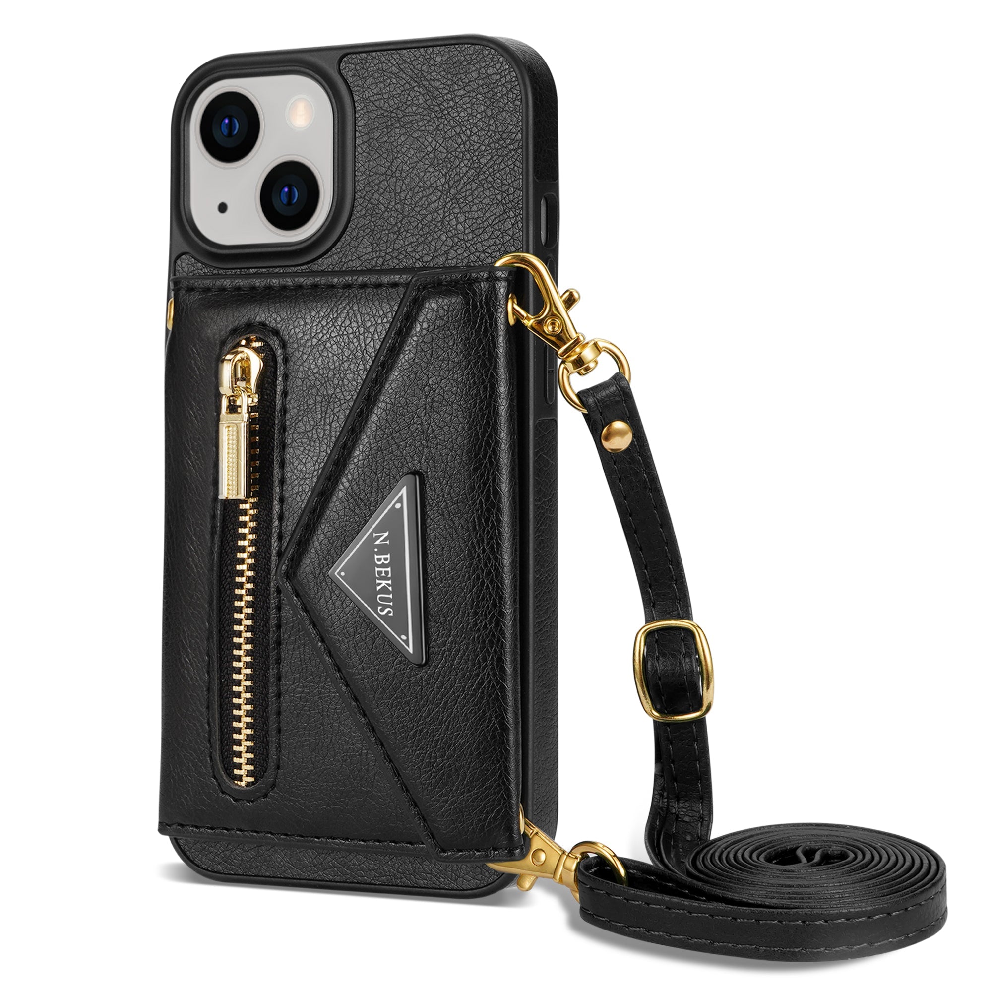 iPhone 14 Plus lanyard 2 in 1 Leather card bag case card slots