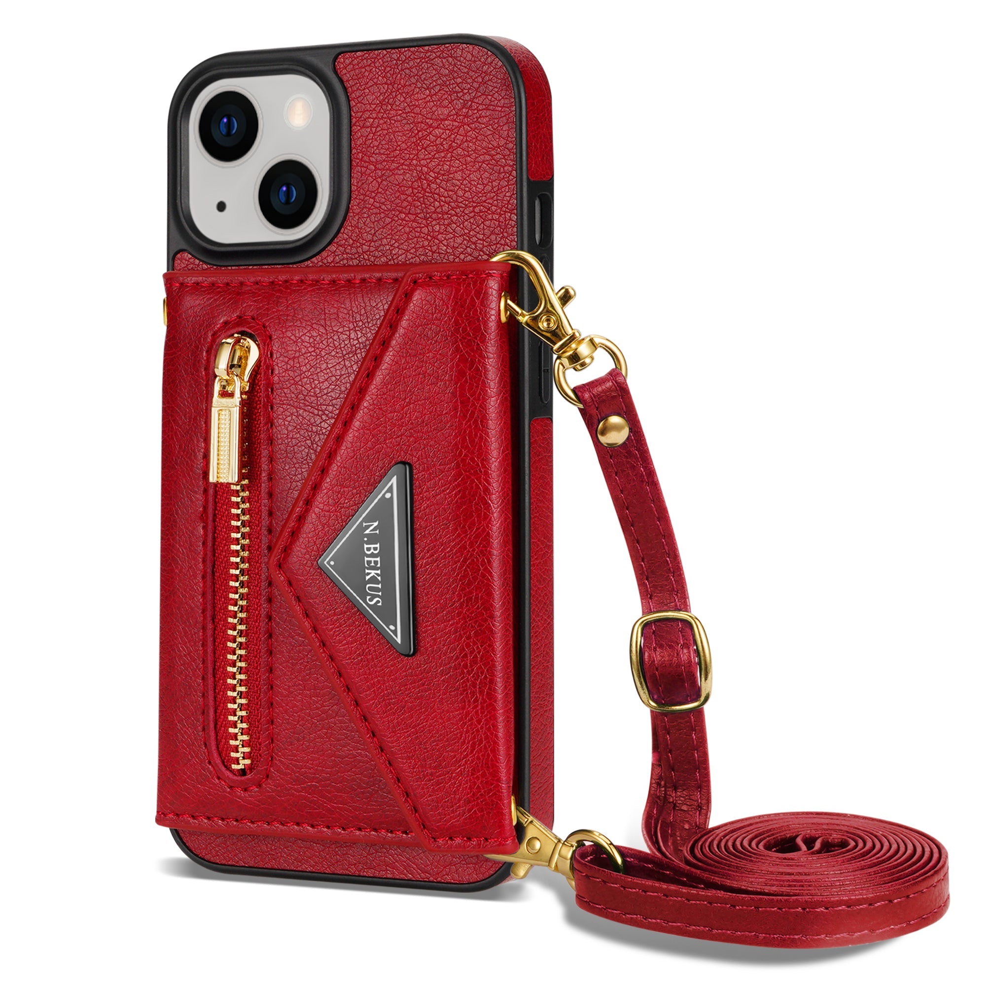 iPhone 14 Plus lanyard 2 in 1 Leather card bag case card slots