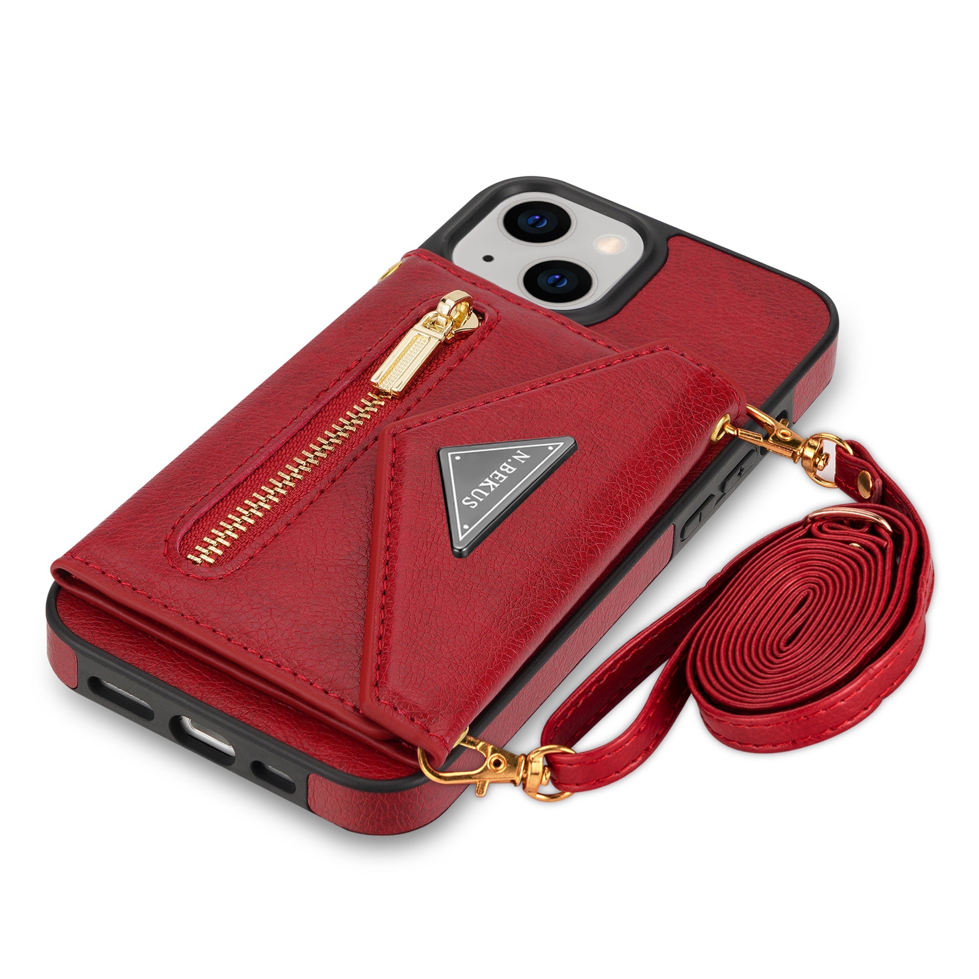 iPhone 14 Plus lanyard 2 in 1 Leather card bag case card slots