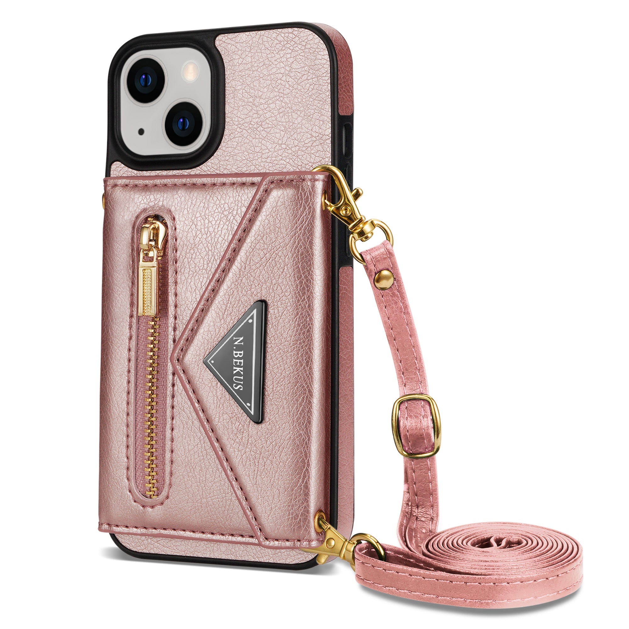 iPhone 14 Plus lanyard 2 in 1 Leather card bag case card slots