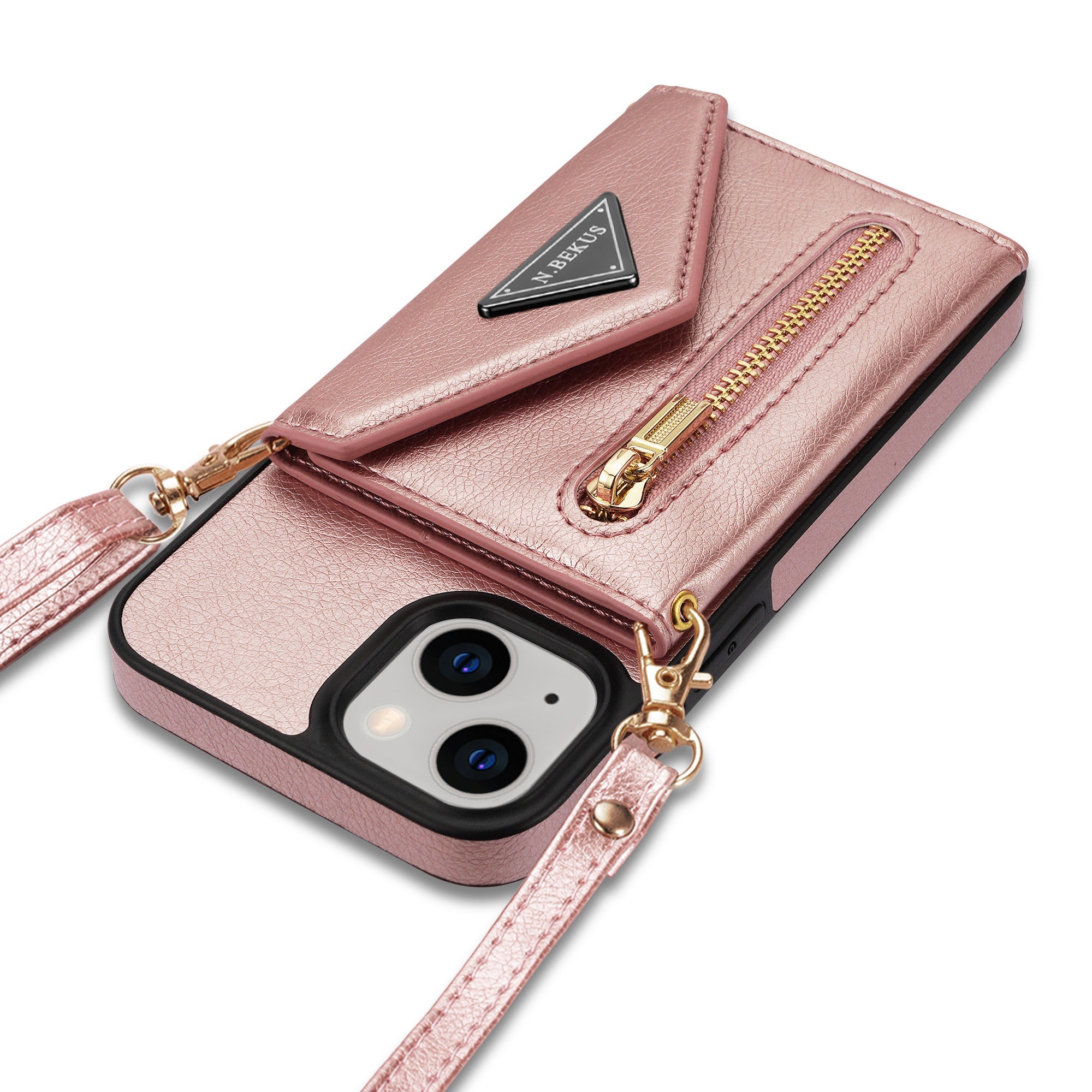 iPhone 14 Plus lanyard 2 in 1 Leather card bag case card slots