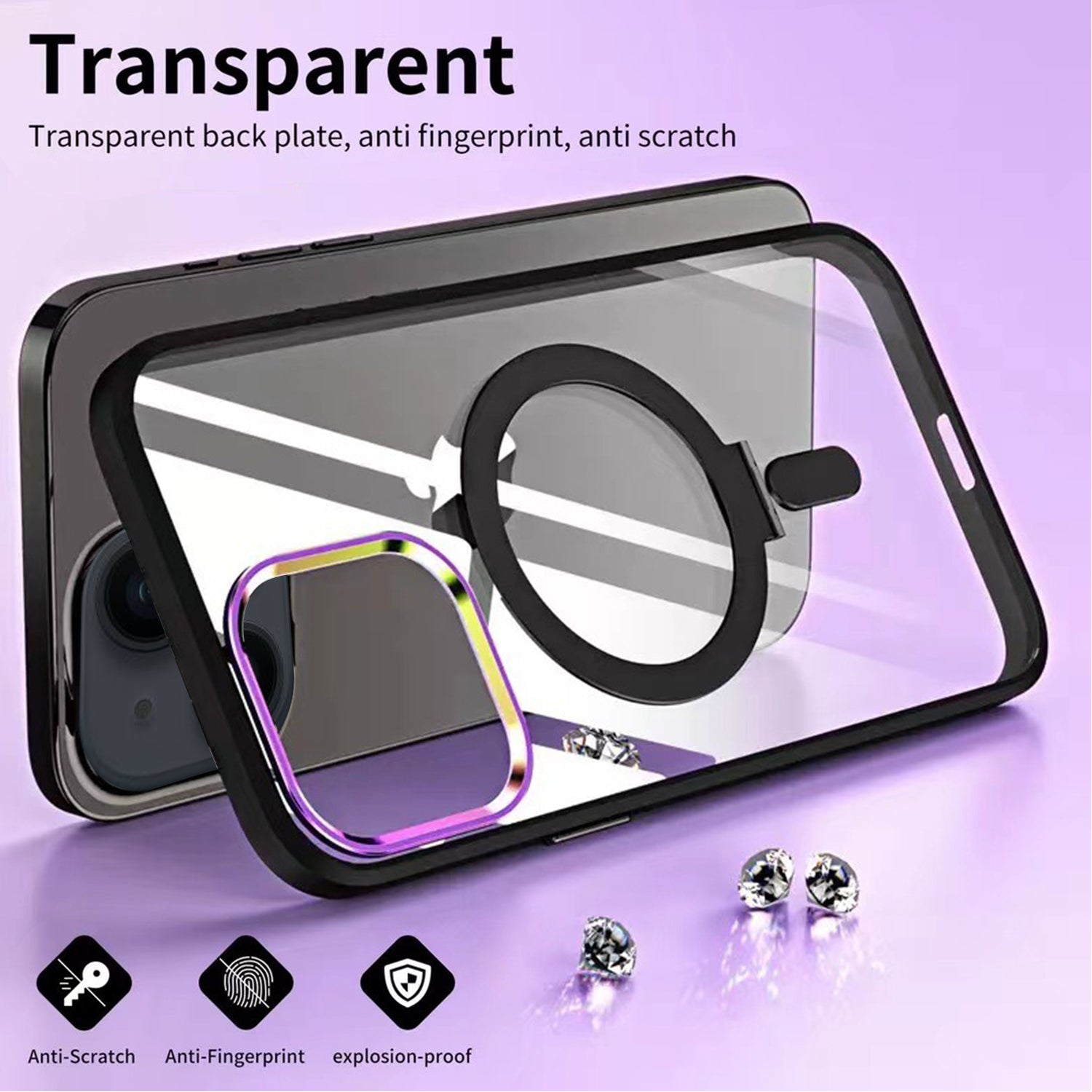 iPhone 14 Plus Bracket magnetic absorption colorful lens Case