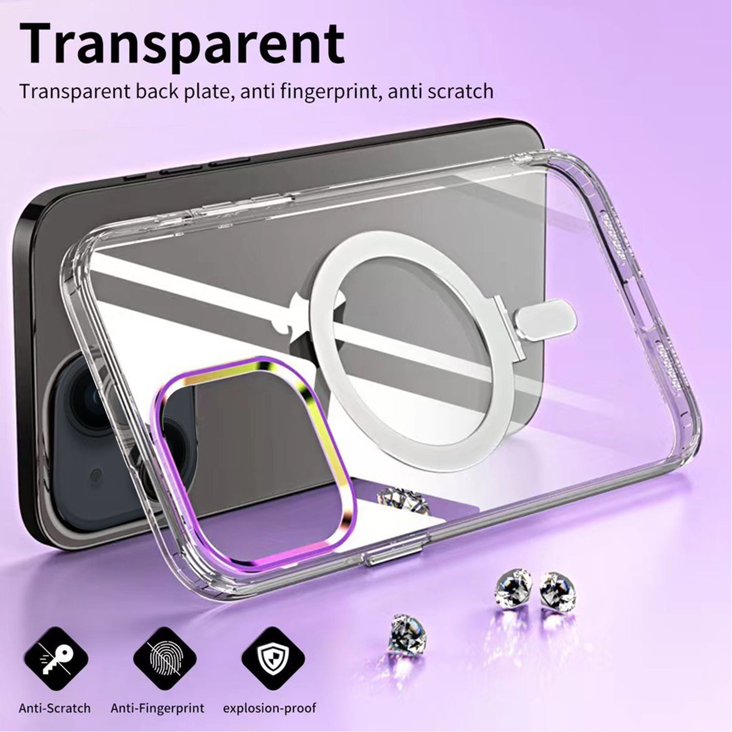 iPhone 14 Plus Bracket magnetic absorption colorful lens Case