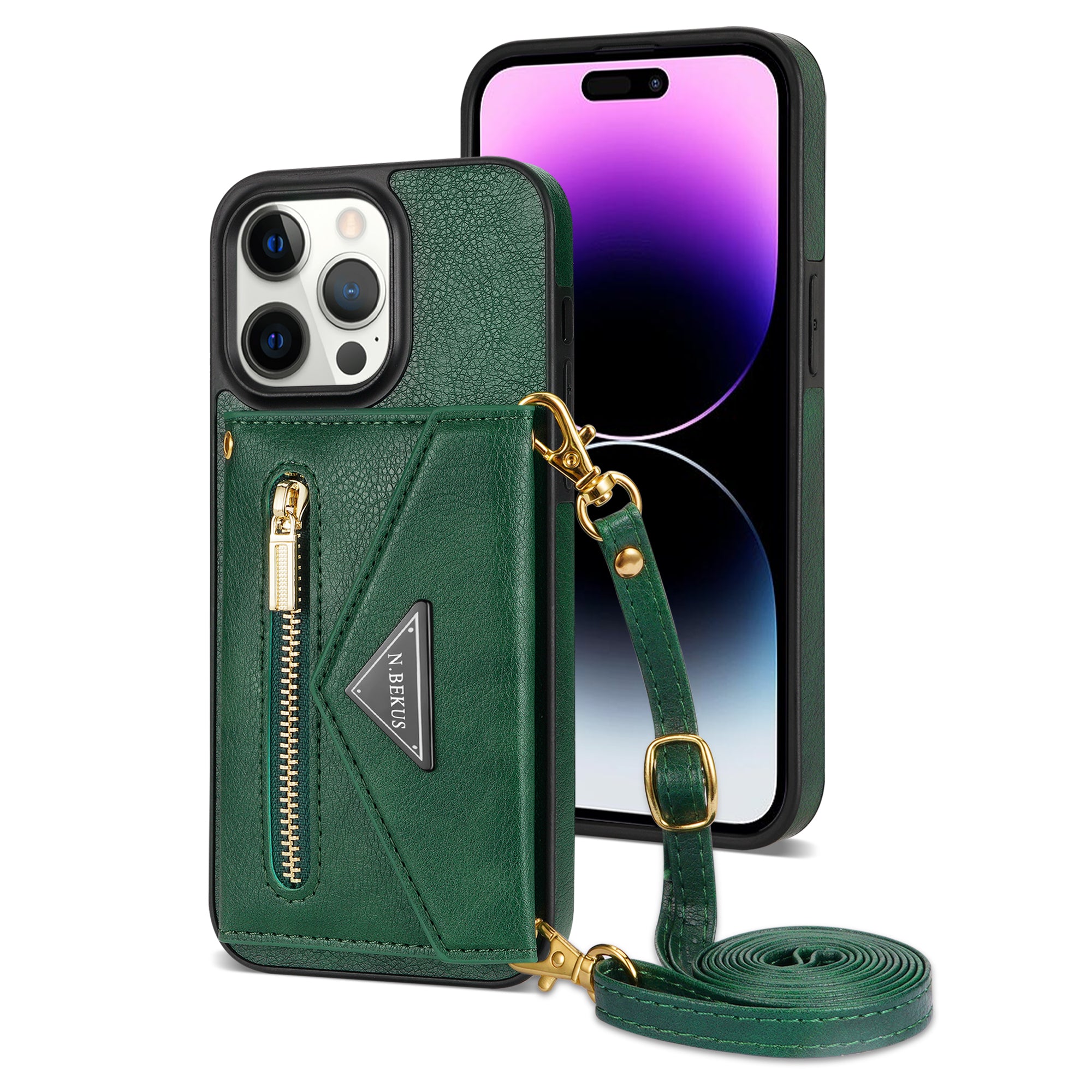 iPhone 14 Pro lanyard 2 in 1 Leather card bag case card slots