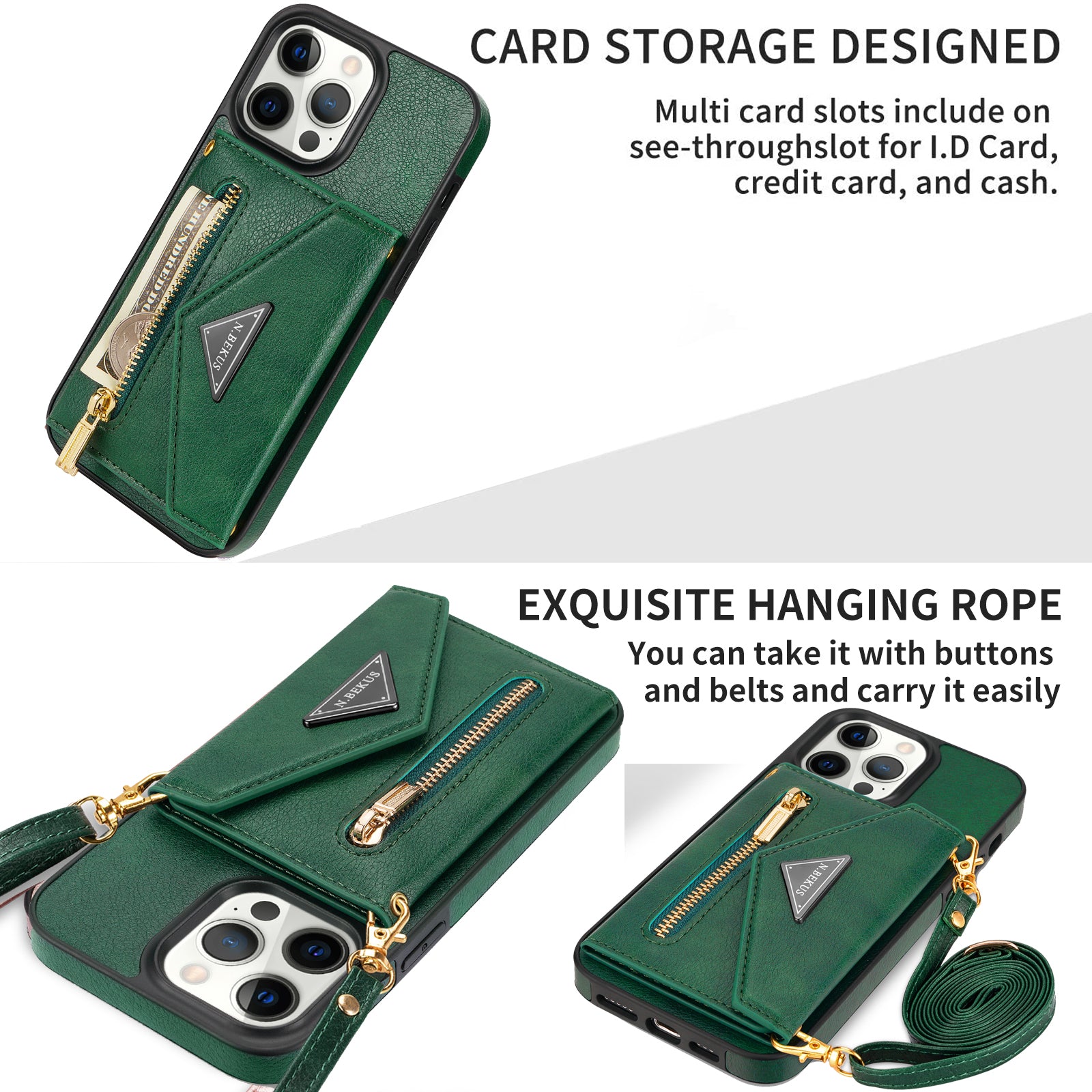 iPhone 14 Pro lanyard 2 in 1 Leather card bag case card slots