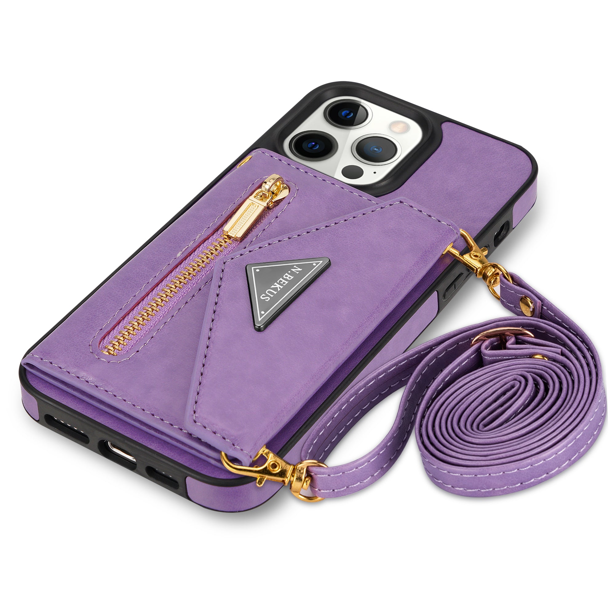 iPhone 14 Pro lanyard 2 in 1 Leather card bag case card slots