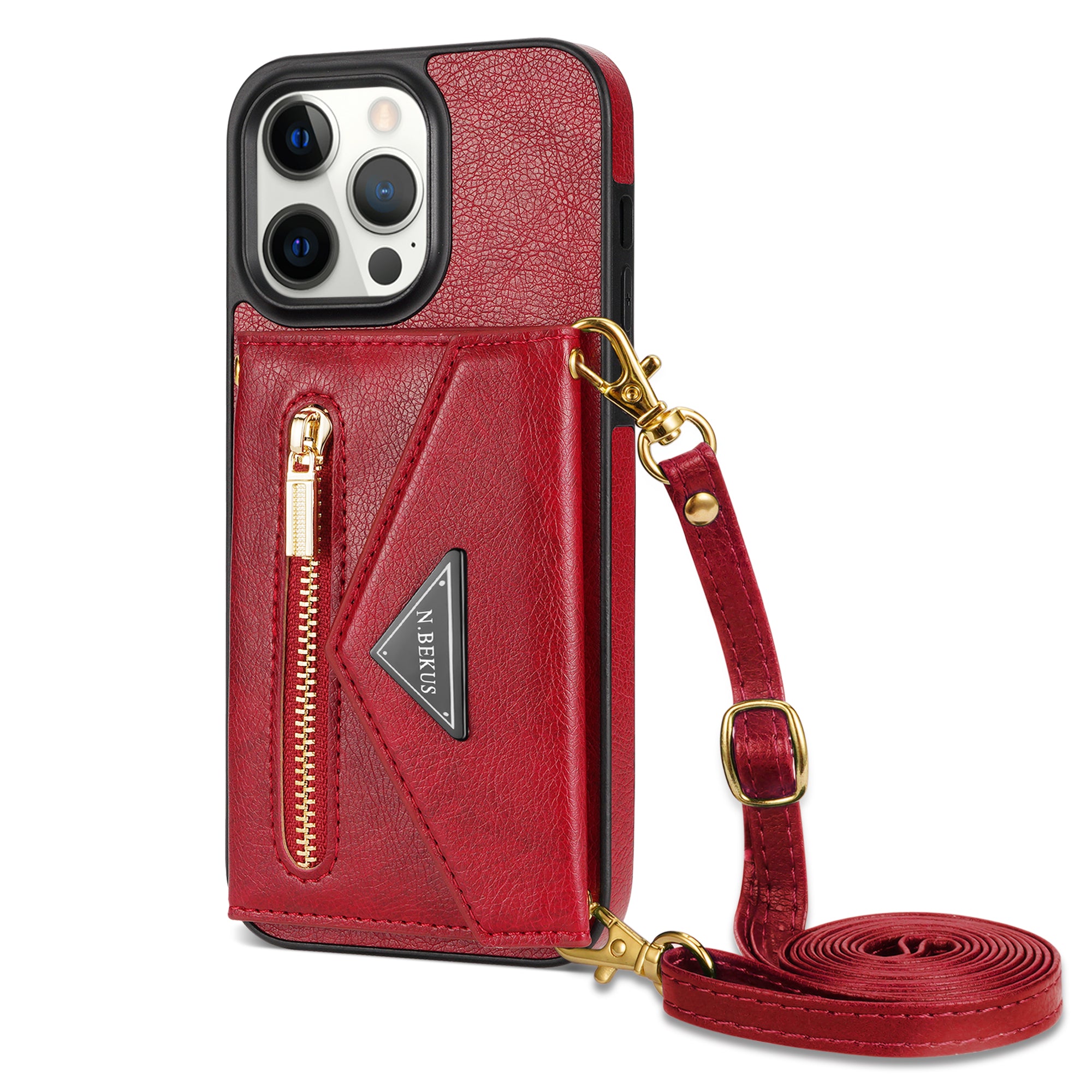 iPhone 14 Pro lanyard 2 in 1 Leather card bag case card slots