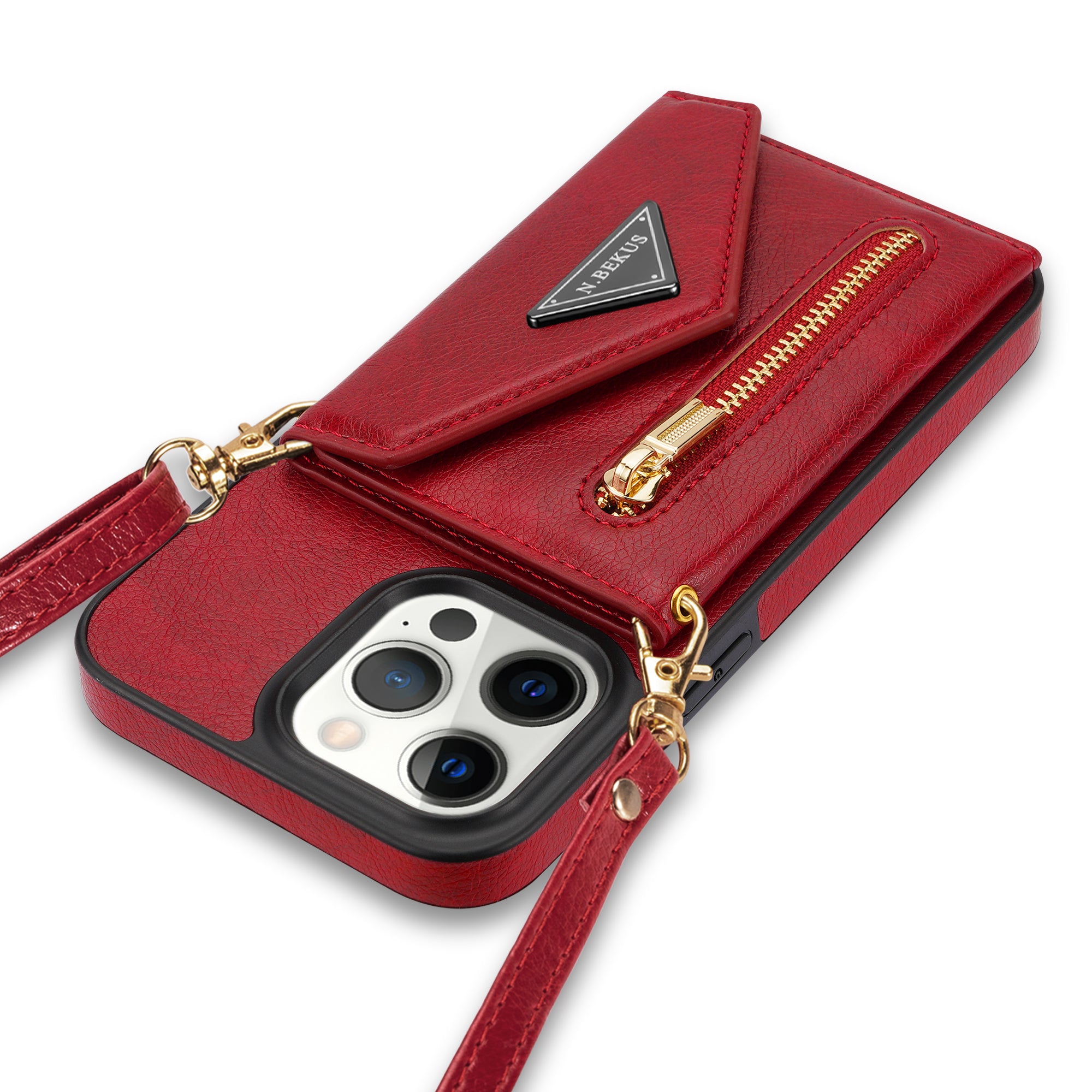 iPhone 14 Pro lanyard 2 in 1 Leather card bag case card slots