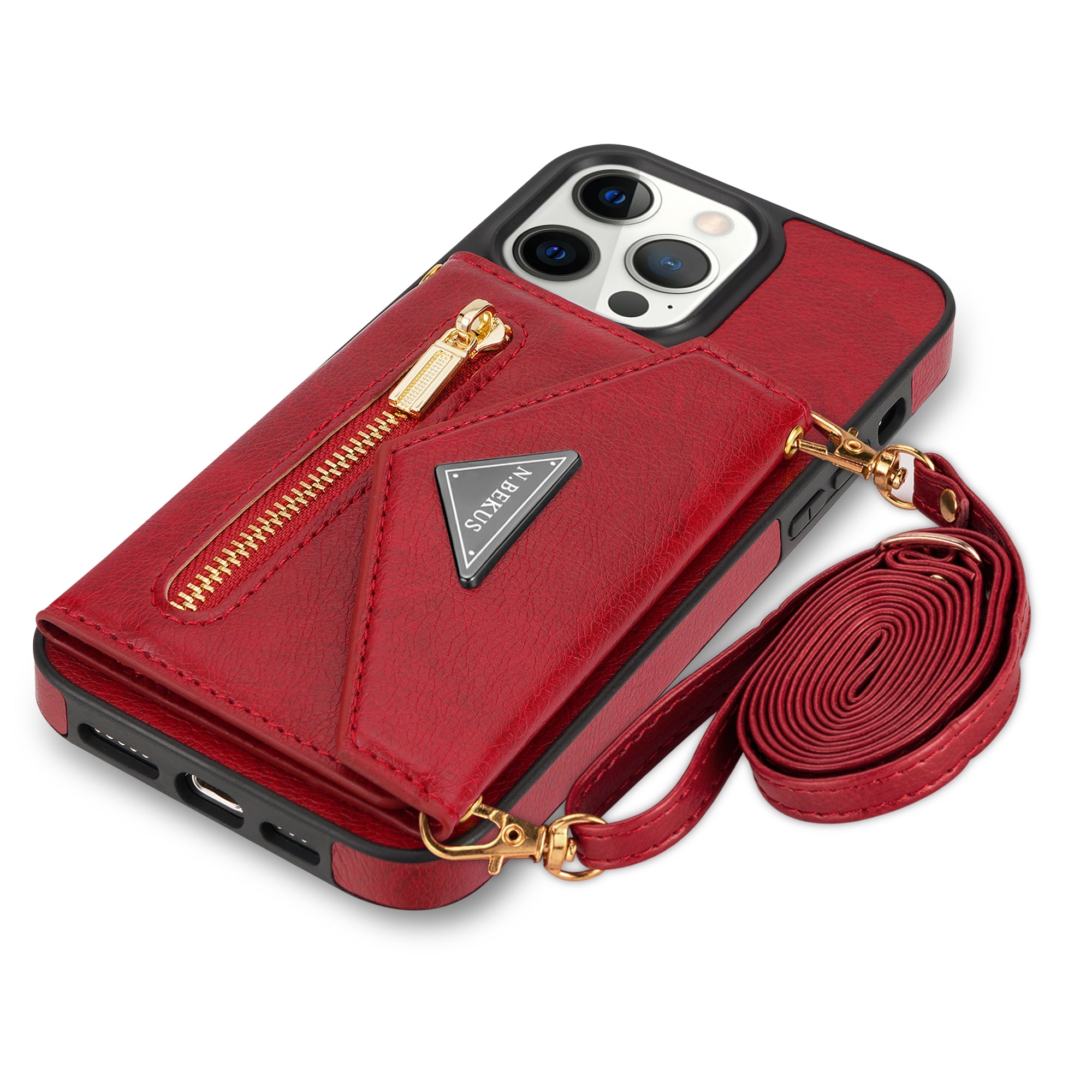 iPhone 14 Pro lanyard 2 in 1 Leather card bag case card slots