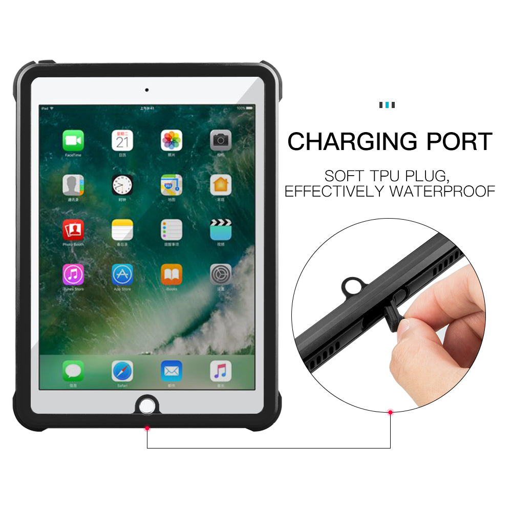 Apple iPad 5/6/iPad Air1/2/ 360 Full Protective Waterproof Case with Built-in Screen Fingerprint Protector