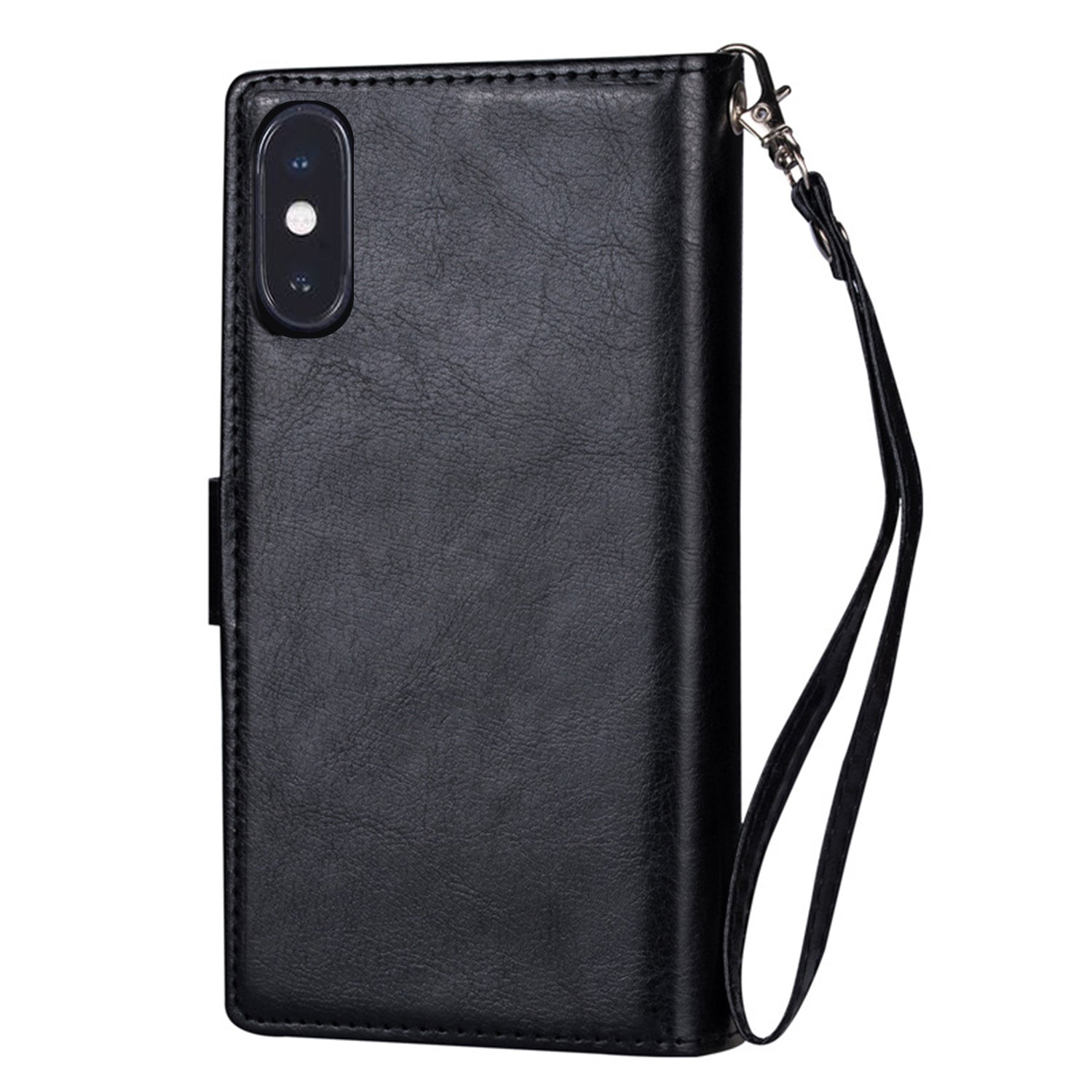 iPhone Xs Max (6.5") 2 in 1 Leather Wallet Case With 9 Credit Card Slots and Removable Back Cover 