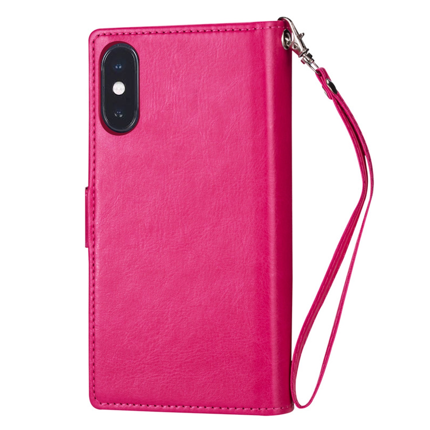 iPhone X/Xs 2 in 1 Leather Wallet Case With 9 Credit Card Slots and Removable Back Cover 