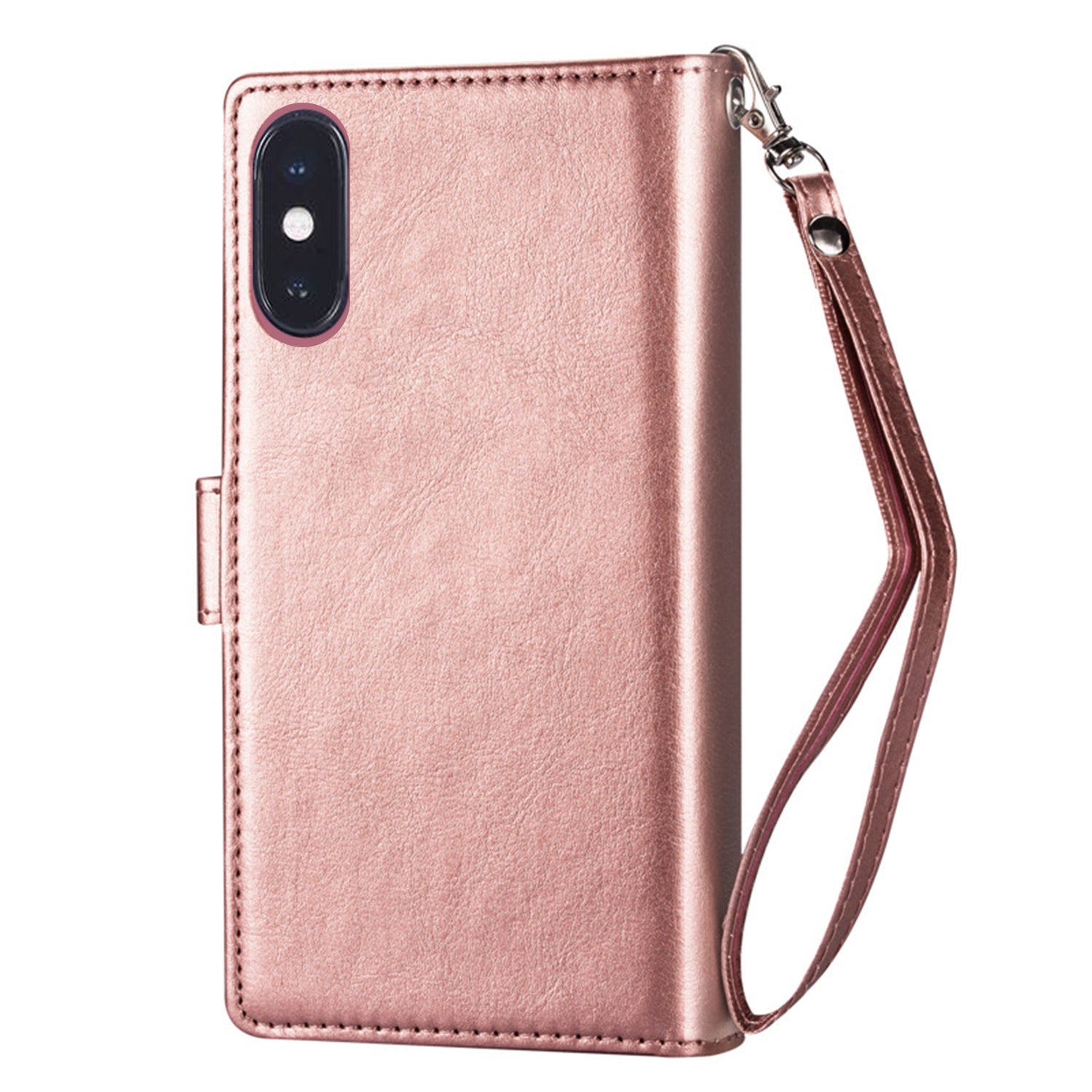 iPhone Xs Max (6.5") 2 in 1 Leather Wallet Case With 9 Credit Card Slots and Removable Back Cover 