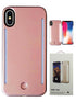 Dual Light Up Rubber LED Illuminated Selfie Case for iPhone XS/X- Rose Gold