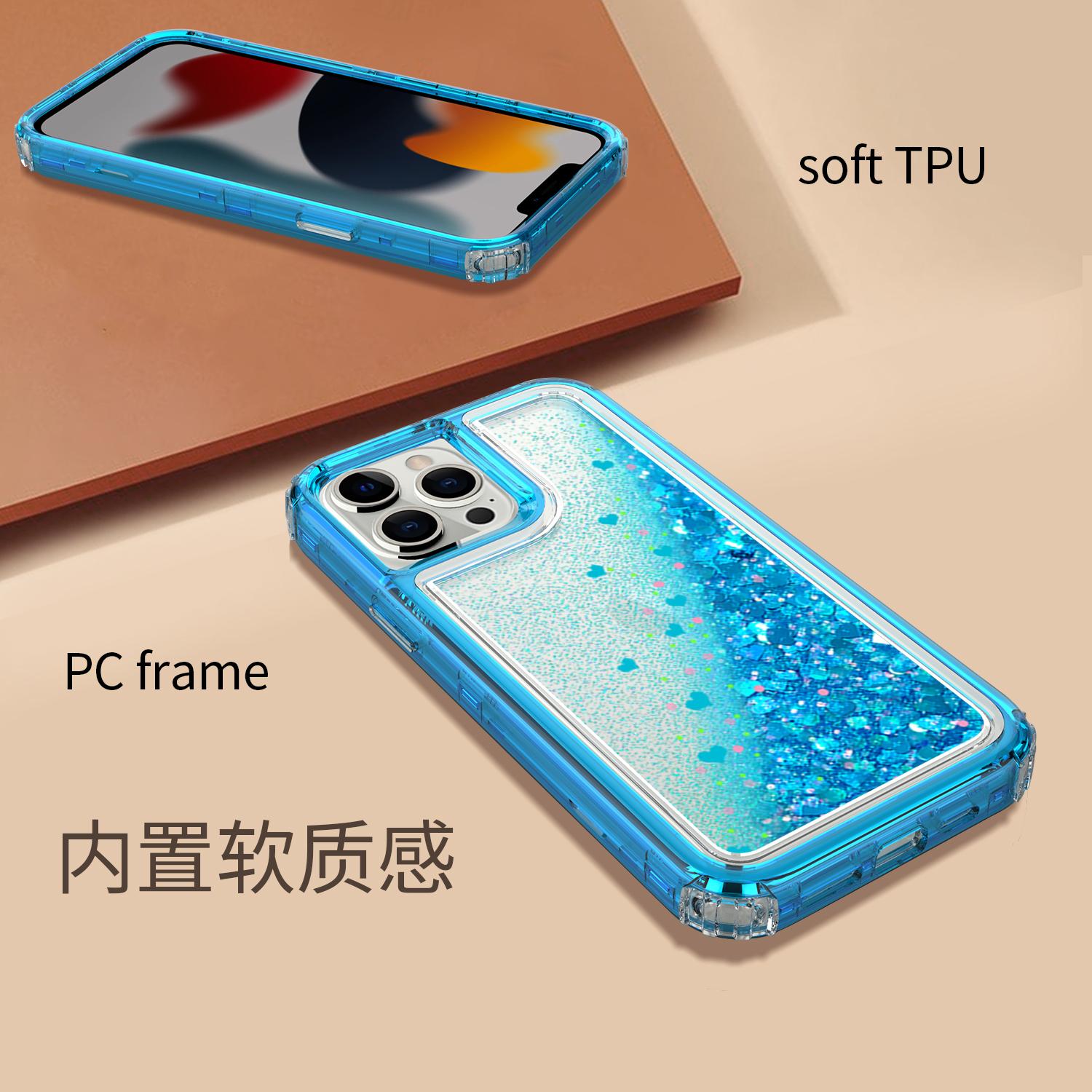 iPhone 13Pro Transparent four corner anti falling quicksand protective case