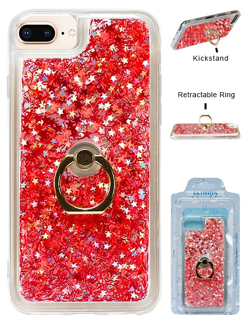 iPhone 8/ 7/ 6 Plus Floating Glitter Star Ring Phone Holder Case