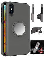 Hybrid Rubber Case with Coiled Circle Magnetic Kickstand GPS Holder for Apple iPhone X / Xs