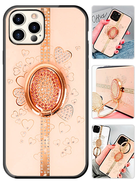 Bling Sparkle Ring Kickstand Case for iPhone 12 Pro/12 (6.1")  - Rose Gold