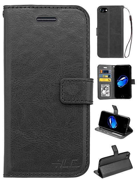 iPhone 8&7&SE2 Real Plain Leather Wallet Case