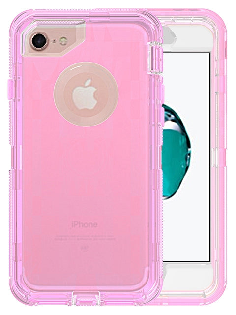 Transparent Full Protection Heavy Duty Case without Clip for Apple iPhone 8/7/6 - Pink