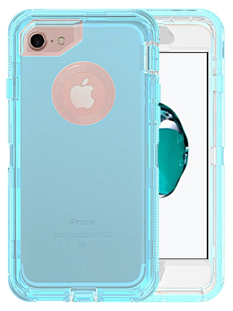 Transparent Full Protection Heavy Duty Case without Clip for Apple iPhone 8/7/6 - Teal