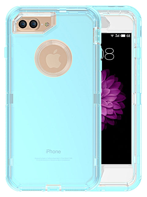 Transparent Full Protection Heavy Duty Case without Clip for Apple iPhone 8 Plus/ 7 Plus/ 6 Plus - Teal