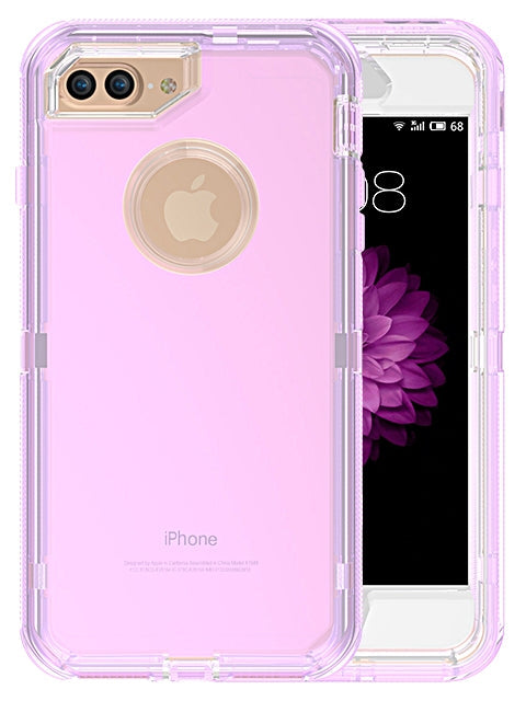 Transparent Full Protection Heavy Duty Case without Clip for Apple iPhone 8 Plus/ 7 Plus/ 6 Plus - Purple