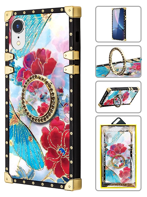 TPU Luxury Shiny Flower Fashion Case with Kickstand for iPhone XR