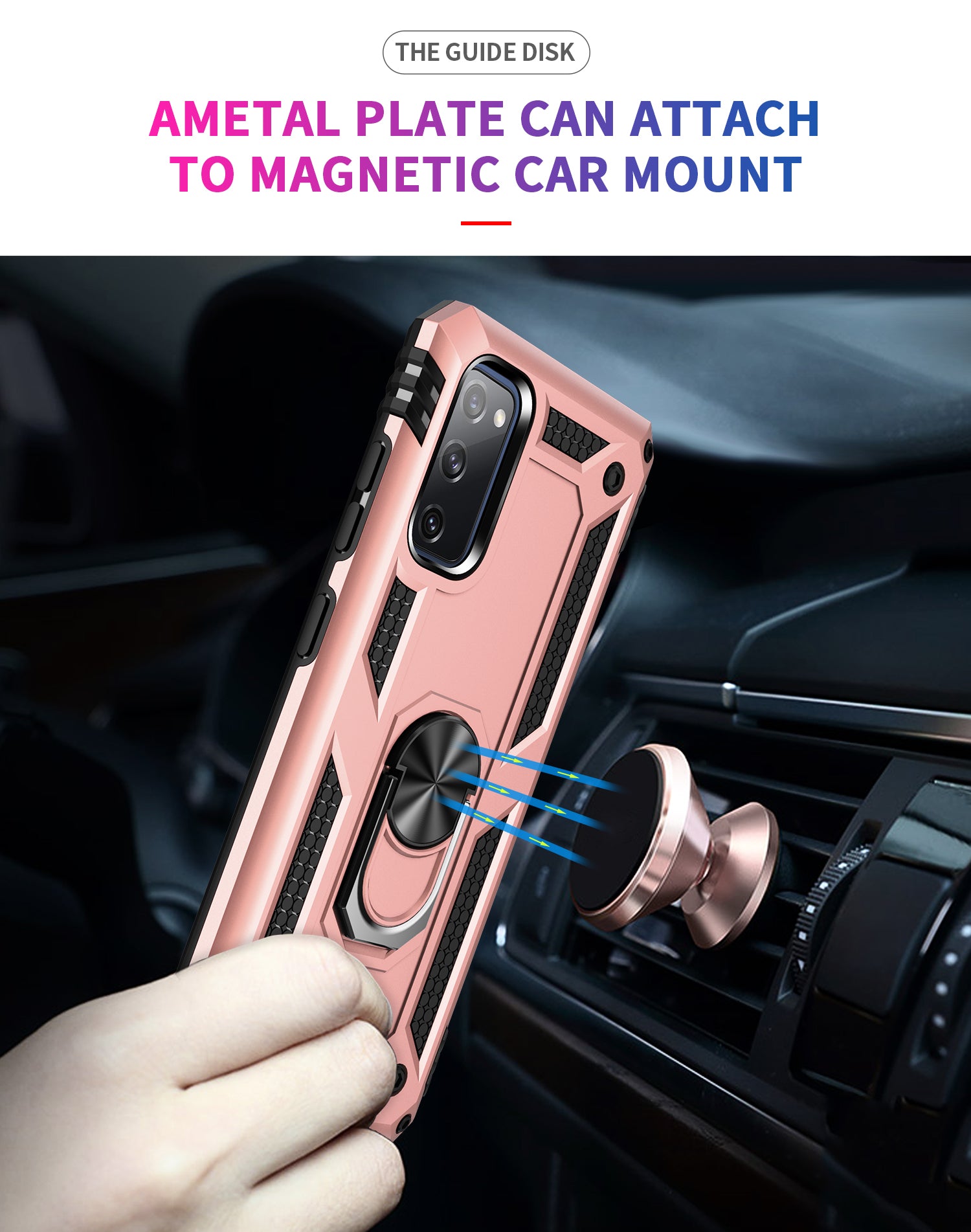 Samsung Galaxy S20 FE-5G dual colors ring magnetic GPS car mount Phone holder case