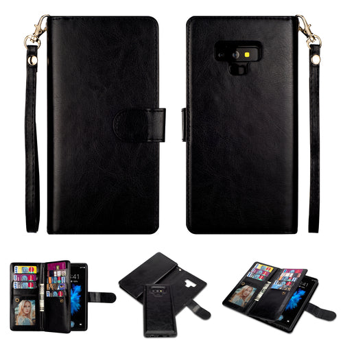 Samsung Note 9 2 in 1 Leather Wallet Case With 9 Credit Card Slots and Removable Back Cover