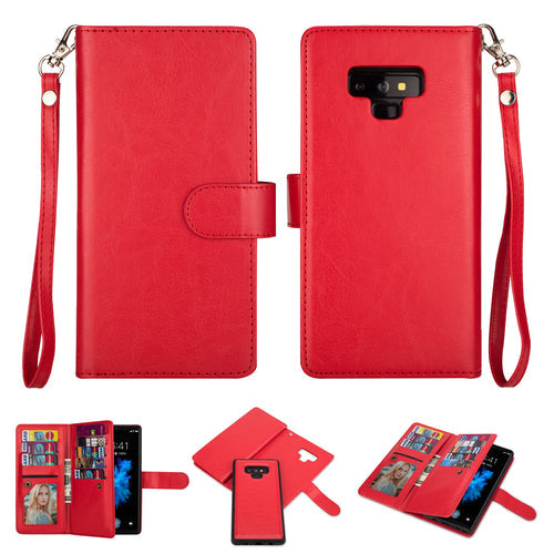 Samsung Note 9 2 in 1 Leather Wallet Case With 9 Credit Card Slots and Removable Back Cover