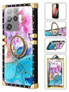 TPU Luxury Shiny Flower Fashion Case with Kickstand for Samsung Galaxy S21 Ultra (6.8") - Pink