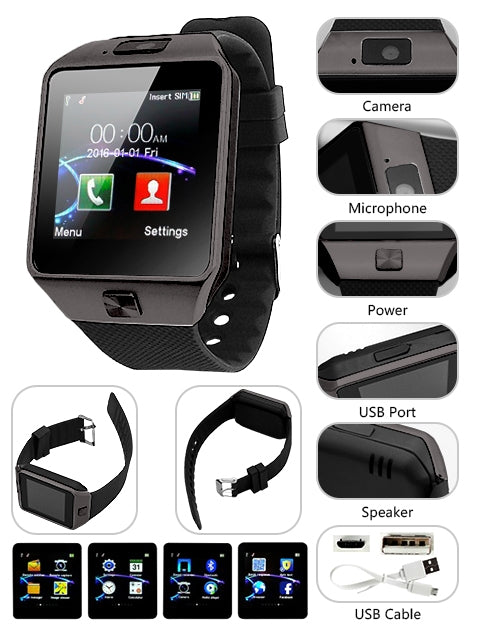 Smartwatch Touch Screen with Camera for iPhone and Androids Devices