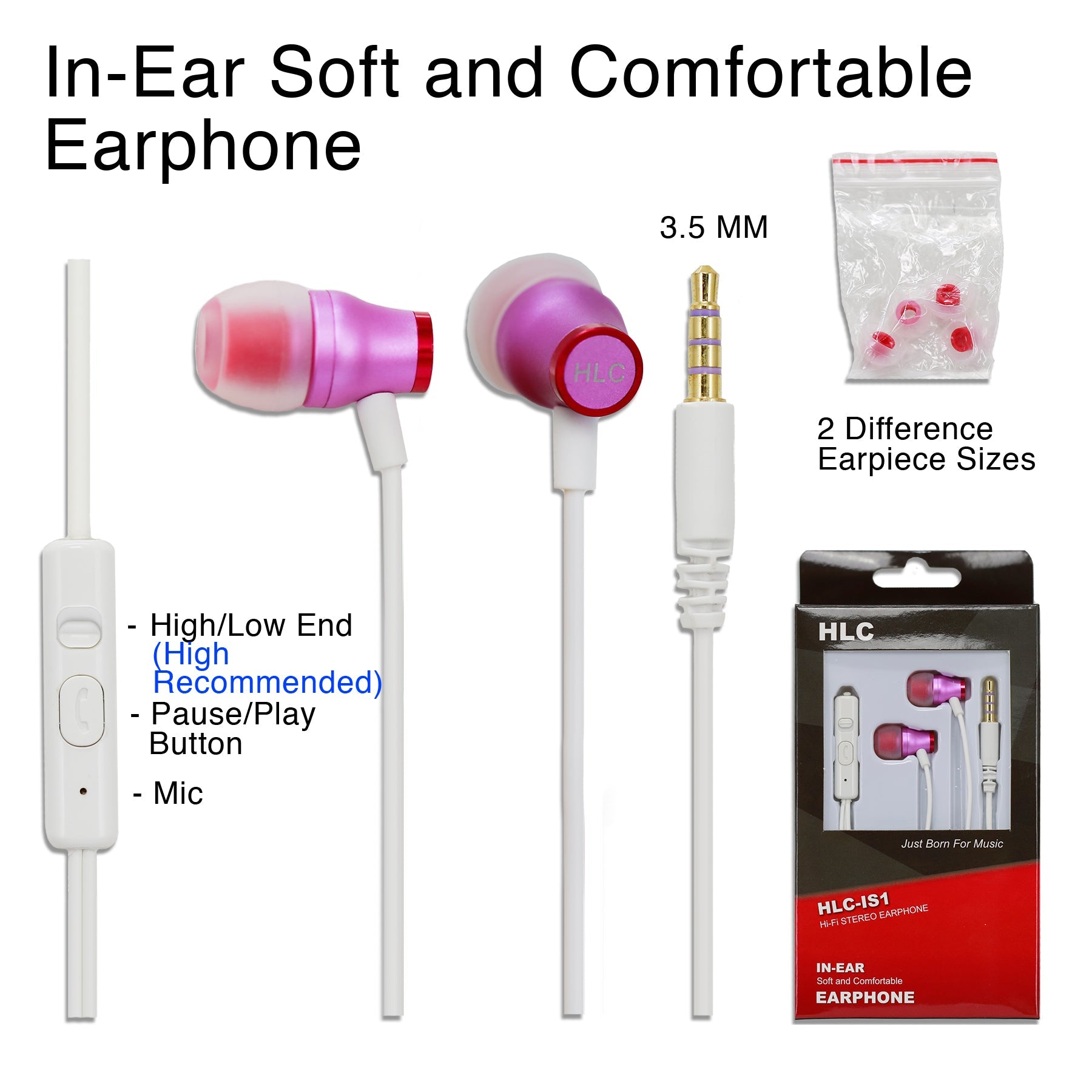 In-Ear Soft and Comfortable Earphone - Pink